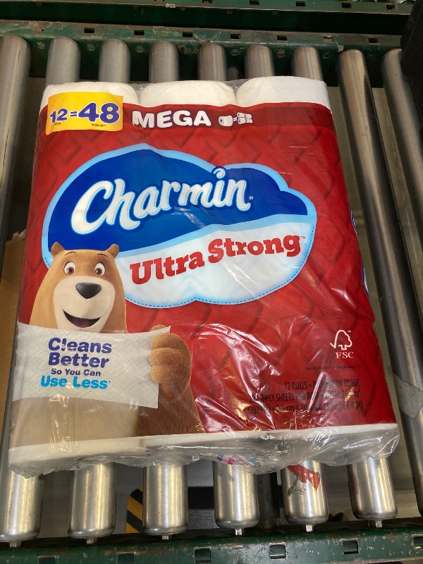 Photo 1 of Charmin Ultra Strong Toilet Paper Mega Rolls, 4" x 3-15/16", White, 220 Sheets Per Roll, Pack Of 12 Mega Rolls