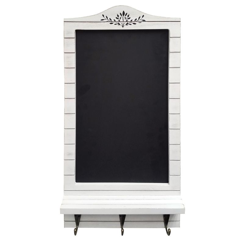 Photo 1 of  White Chalkboard with Ledge and Three Hooks Distressed White 