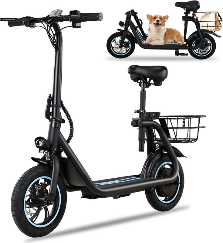 Photo 1 of  Winado Electric Scooters for Adults, 25Miles Long Range, 15.5MPH Top Speed, Foldable E-Scooter 450W Motor with 12" Pneumatic Tire, Seat, Wide Deck, Dual Disc Brake Kick Scooter for Commuting 