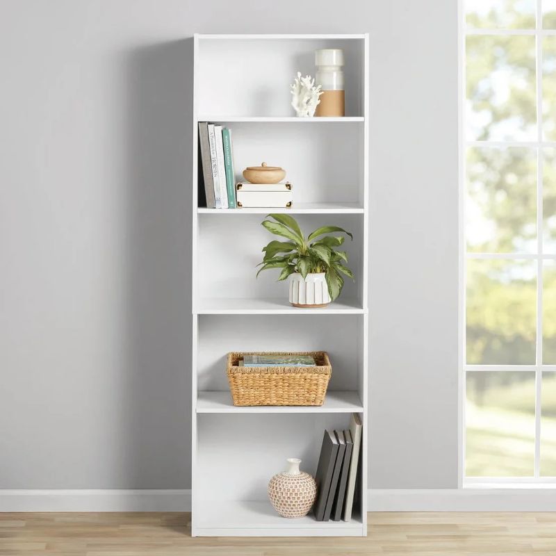 Photo 1 of Mainstays 5-Shelf Bookcase with Adjustable Shelves, White