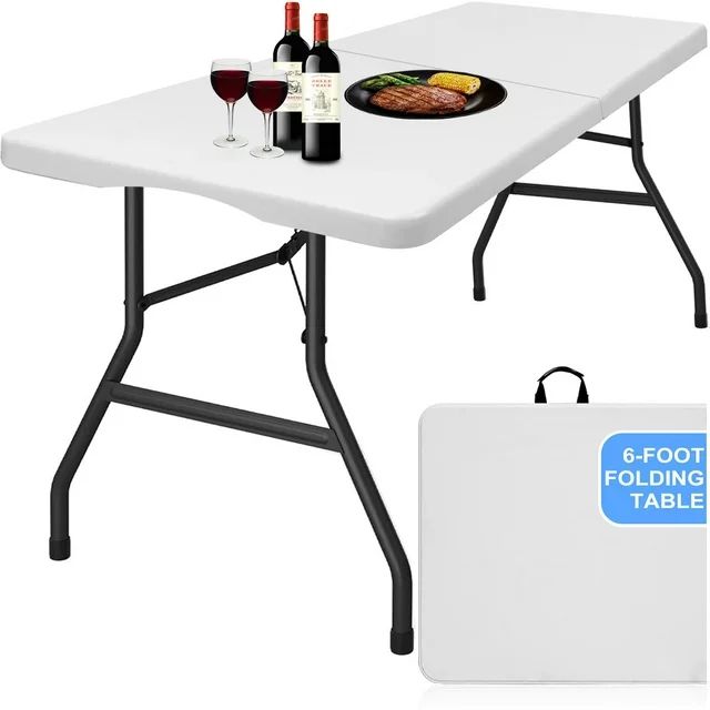 Photo 1 of Musment 6 ft Rectangular Folding Table for Indoor Outdoor, White