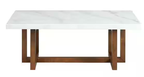 Photo 1 of Meyers Marble Rectangular 48 in. Coffee Table in White