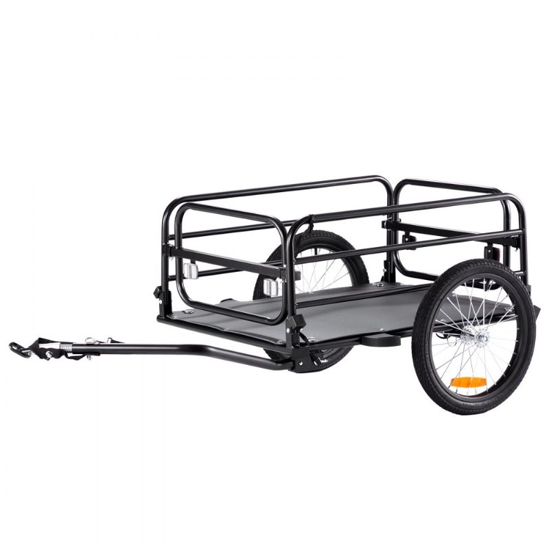 Photo 1 of VEVOR Bike Cargo Trailer, 160 lbs Load Capacity, Heavy-Duty Bicycle Wagon Cart, Foldable Compact Storage & Quick Release with Universal Hitch, 16" Wheels, Safe Reflectors, Fits 22"-28" Bike Wheels