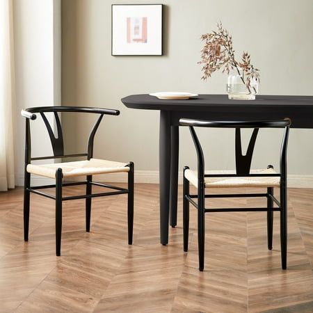 Photo 1 of Better Homes & Gardens Springwood Wishbone Chair 2 Pack Metal Base with Black Finish for Indoor