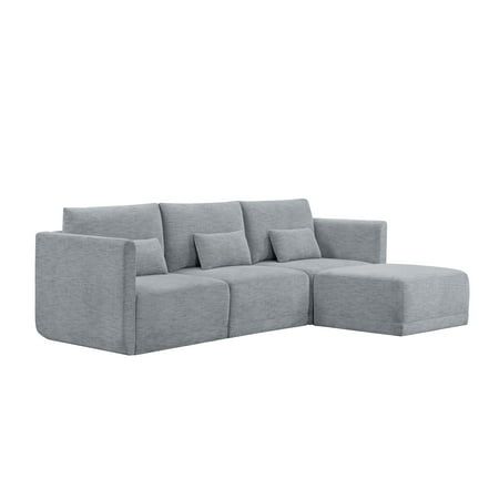 Photo 1 of Beautiful Drew Modular Sectional Sofa with Ottoman by Drew Barrymore, Gray Fabric
