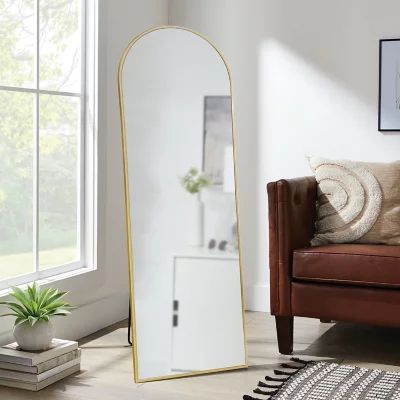 Photo 1 of Always Home 22" x 67" Metal Arch Floor Easel Mirror, Brass