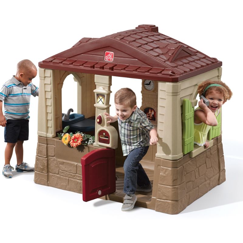 Photo 1 of Step2 Neat & Tidy Cottage II Brown Playhouse Plastic Kids Outdoor Toy