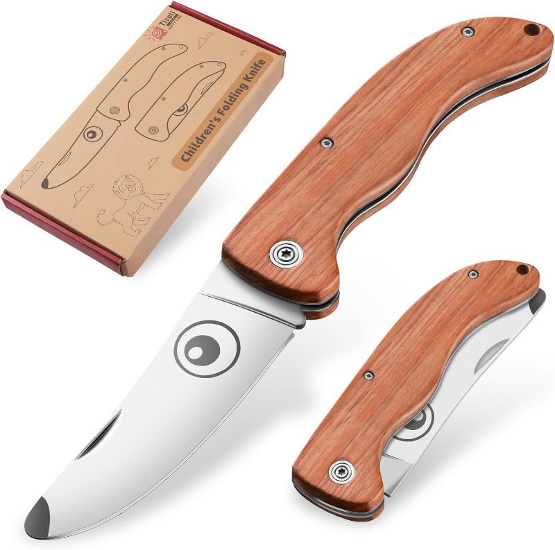 Photo 1 of  TIVOLI Kids Pocket Knife Folding Knife Safety Knife for Kids with Safe Rounded Camping Knife Designed for Children's Outdoor Camping with Hanging Holes Pocket Knife for Boy’s First Knife 