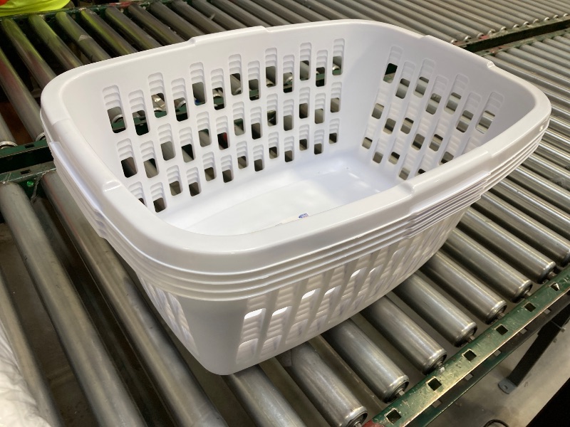 Photo 1 of Mainstays 1.5 Bushel Rectangular Laundry Basket, White, PACK OF 4