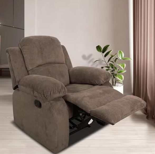 Photo 1 of AndMakers 38.5 in. W Brown Corduroy Manual Recliner