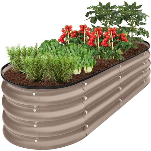 Photo 1 of Best Choice Products 4x2x1ft Outdoor Metal Raised Garden Bed Oval Deep Root Planter Box for Vegetables Flowers Herbs
