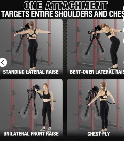Photo 1 of Mikolo Power Rack Lateral Raise Attachment, Compact Standing Lateral Raise Machine, 13 Adjustable Positions Shoulder Machine for 180LBS Weight Capacity