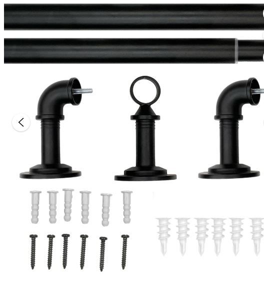 Photo 1 of Better Homes & Gardens 1" Industrial Pipe Single Curtain Rod, 42-120", Matte Black