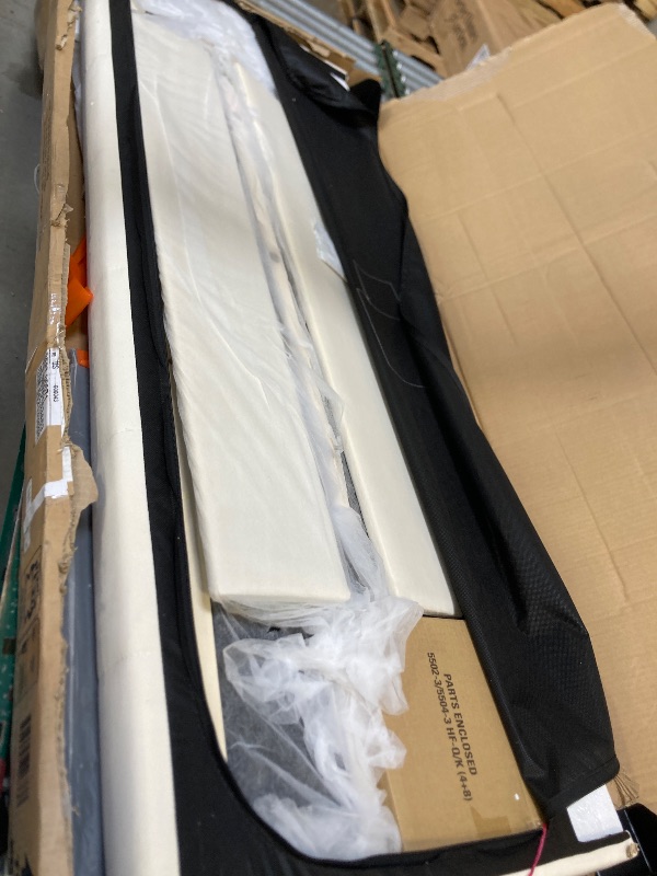 Photo 1 of Reece Channel Stitched Upholstered Queen Bed, Ivory, by Hillsdale Living Essentials