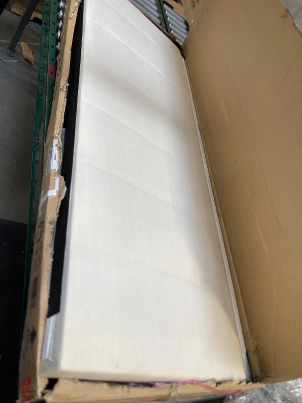 Photo 1 of Reece Channel Stitched Upholstered Queen Bed, Ivory, by Hillsdale Living Essentials