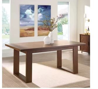 Photo 1 of Better Homes & Gardens BH2402125171016 Ezra Collection Rectangular Double Pedestal Dining Table, 72 in, Walnut