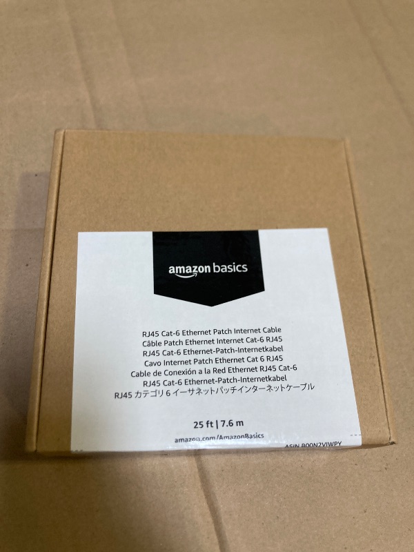 Photo 1 of Amazon Basics RJ45 Cat-6 Ethernet Network Cable for Fast Gaming, 1Gbps Transfer Speed, Durable Gold-Plated Connectors, 25 Foot (7.6 Meters), Black