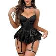 Photo 1 of Size M--Mixxmix Sexy Lingerie for Women Rave Outfits Push Up Corset Mini Babydoll Dress Nightwear Black M