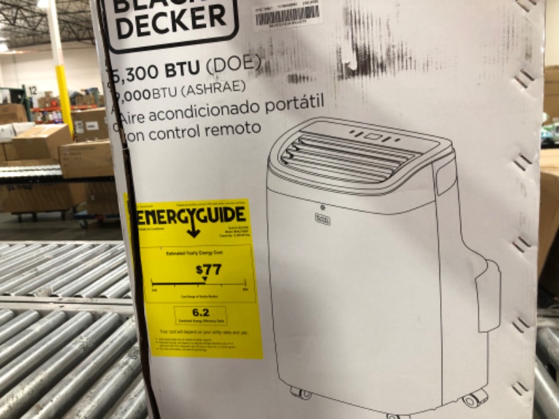 Photo 1 of BLACK+DECKER 8,000 BTU Portable Air Conditioner for Rooms up to 350 Sq. with Remote Control, White