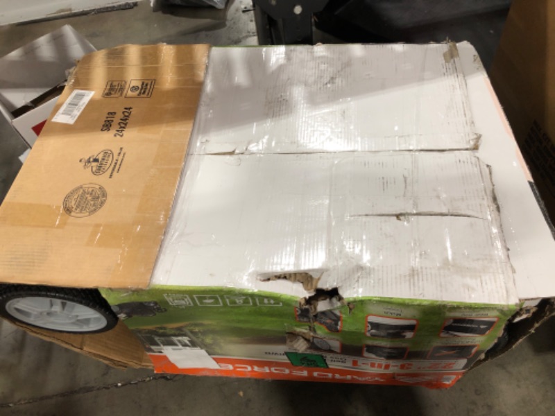 Photo 1 of Yard Force Self Propelled Lawn Mower Briggs & Stratton 150cc Gas Engine 22-inch Steel Deck 3-in-1 Mulch, Bag, Side Discharge, 12-inch High Rear Wheels