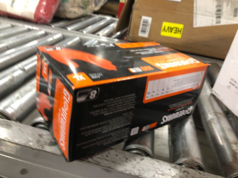 Photo 1 of GLOVEWORKS HD Orange Nitrile Industrial Disposable Gloves, 8 Mil, Latex-Free, Raised Diamond Texture, X-Large, Box of 100