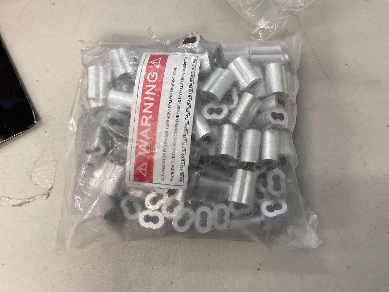 Photo 1 of HIGOOD Aluminum Crimping Loop Sleeve for 1/8" Diameter Wire Rope and Cable (1/8" 100PCS)