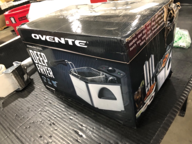 Photo 1 of OVENTE Electric Deep Fryer 2 Liter Capacity, 1500 Watt Lid with Viewing Window and Odor Filter, Adjustable Temperature, Removable Frying Basket and Easy to Clean Stainless Steel Body, Silver FDM2201BR