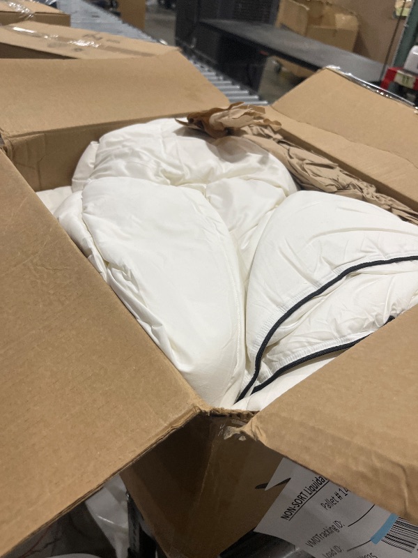 Photo 1 of HYVIF Luxury Lightweight Down Fiber Comforter Oversized King - High Fill Power Thin Duvet Cooling Bed Insert - Ultra-Soft Hotel Collection Comforter - Fluffy and Cozy - Ivory White - 120x98