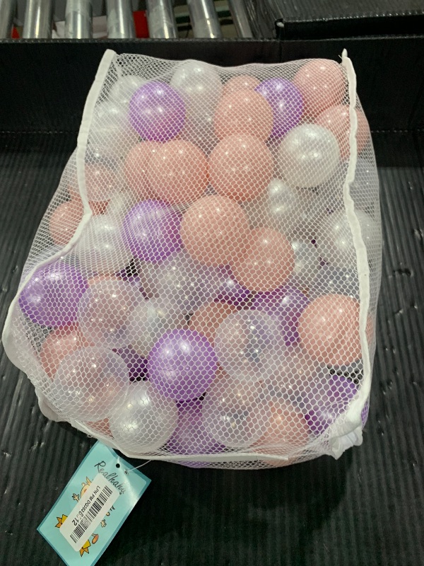Photo 1 of Realhaha Ball Pit Balls 100 Play Balls Plastic Balls for Baby Girls Toddlers Kids Play Tent Pool Playhouse Playpen Party Decoration, Pink Purple White Clear