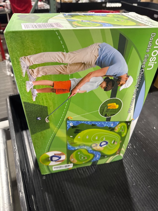 Photo 1 of TOTOSIN Golf Chipping Game Mat, Double Sided Golf Hitting Mat,6x5 FT Golf Practice Mat Outdoor Indoor Golf Games for Adults,Score Sticky Playing Golf Balls for Home Backyard Garage Game(No Club)