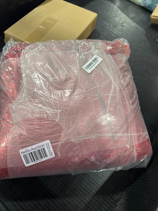 Photo 1 of ShinyBeauty Red Sequin-Backdrop-20FTx10FT Sequin Fabric Backdrop for Photoshoot Red Wedding Drapes Heavy Duty Backdrop 10FT Glitter Backdrops Happy Birthday, Baby Shower Background