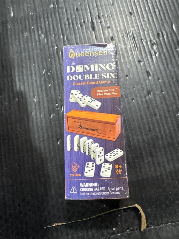 Photo 1 of Queensell Dominos Set for Adults – Dominoes - Classic Board Games, Double 6 Dominoes Family Games for Kids and Adults - Double Six Standard Dominos Set 28 Tiles with Wood Case, Juegos de Mesa