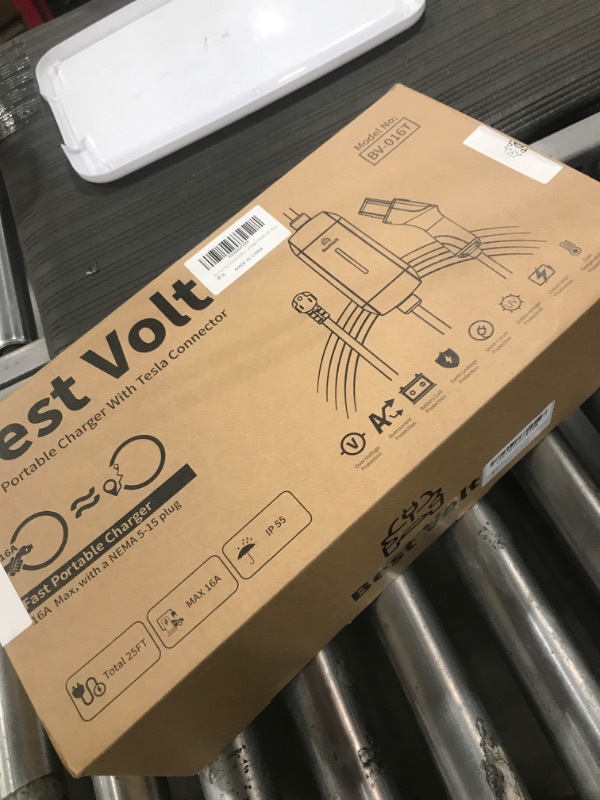 Photo 1 of Best Volt Electric Vehicle Portable Charger for Tesla,ETL Certified,25ft Fast Charging, IP65 Waterproof, Compatible with Model 3/X/Y/Cyber Truck,No Adapter Needed (Nema 5-15 120V/16A, White)