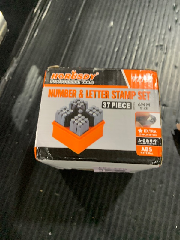 Photo 1 of HORUSDY 37-Piece Number and Letter Stamp Set 1/4 (6mm) (A-Z & 0-9 + Stars) Punch Perfect for Imprinting Metal Stamping kit, Plastic, Wood, Leather