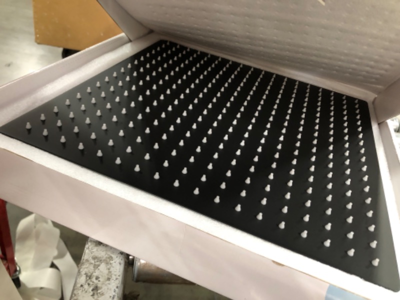 Photo 1 of BWE Rain Shower Head High Pressure Black 16 Inch Square 304 Stainless Steel Rainfall Showerhead with 1/2 Connection for Bathroom Ceiling or Wall Mount