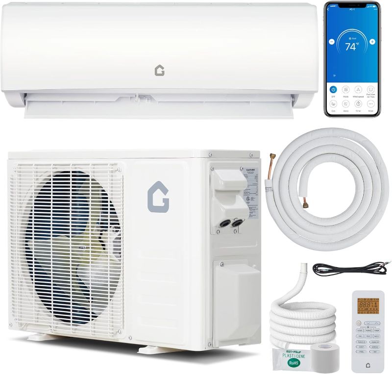 Photo 1 of 9000 BTU Mini Split Air Conditioner, Wifi Enabled 20 SEER2 230V Ductless AC Unit Cool up to 450 Sq. Ft, Inverter Ductless Air Conditioner, Pre-Charged & 16.4ft Installation Kits, White
