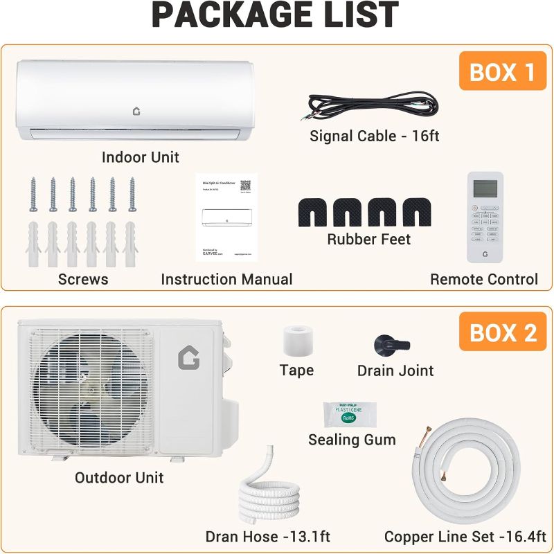 Photo 1 of 9000 BTU Mini Split Air Conditioner, Wifi Enabled 20 SEER2 230V Ductless AC Unit Cool up to 450 Sq. Ft, Inverter Ductless Air Conditioner, Pre-Charged & 16.4ft Installation Kits, White