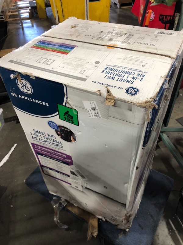 Photo 1 of GE 14,000 BTU Portable Air Conditioner for Medium Rooms up to 550 sq ft. (9,850 BTU SACC), Wi-Fi Enabled, 3-in-1 with Dehumidify, Fan, and Auto Evaporation, Included Window Installation Kit