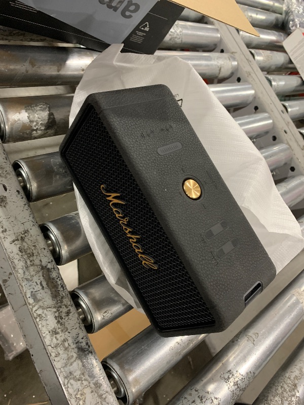Photo 1 of Marshall Middleton Portable Bluetooth Speaker, Black and Brass