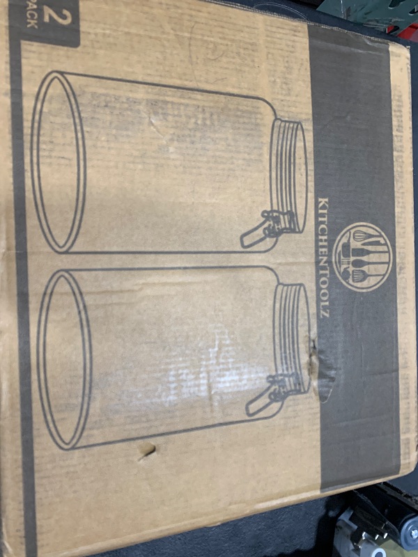 Photo 1 of kitchentoolz Large 1 Gallon Glass Mason Jar with Hinged Lids, Extra Wide-Mouth Airtight Leakproof Sealed Canning Jars, Pickling Container, Preserving & Flour Storage - Pack of 2