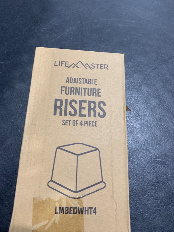 Photo 1 of Lifemaster Furniture Riser Set - 4 Pieces Non-Slip Design Furniture Leg Riser fits with Bed, Chair, Table, Sofa, Desk, and Couches - White