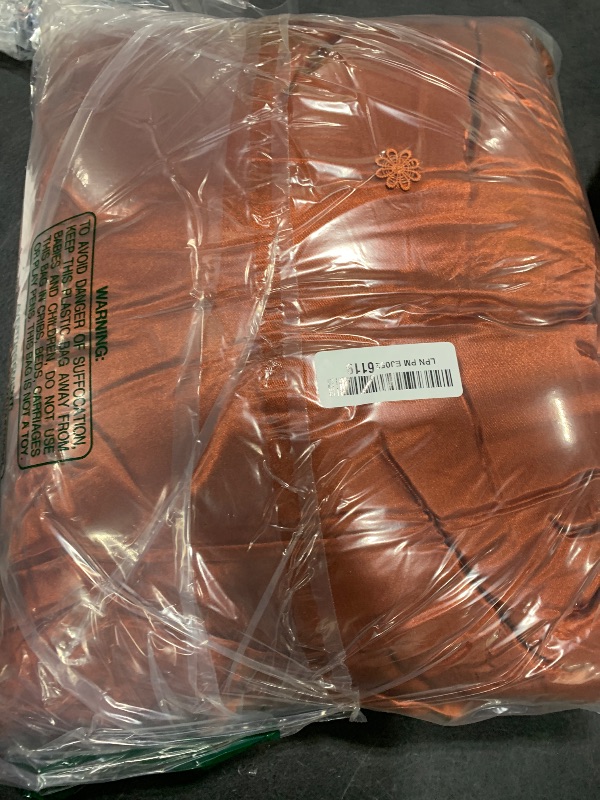 Photo 1 of MILVOWOC Rust Orange Satin Throw Blanket - 90 x 90 Inches, Cooling Packable Lightweight Satin Blanket, Soft & Cozy Silky Throw Blanket for Couch Sofa Bed Outdoor Travel