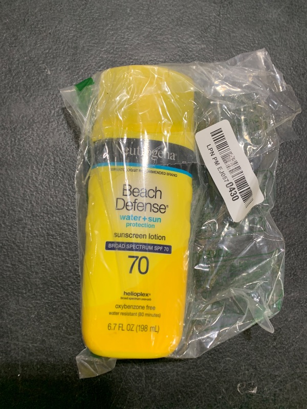 Photo 1 of Neutrogena Sunscreen Lotion Beach Defense SPF 70, 6.7 fl oz, Face and Body Sunscreen, Oil Free, Fast Absorbing, Oxybenzone Free Sun Care