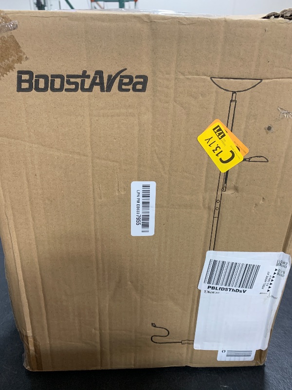 Photo 1 of BoostArea Floor Lamp, LED 20W/2000LM Bright Torchiere Floor Lamp with 5W Adjustable Reading Lamp, Stepless Dimmable Standing Lamp, 2 Rotary Switch, Modern Floor Lamps for Living Room, Bedroom, Office