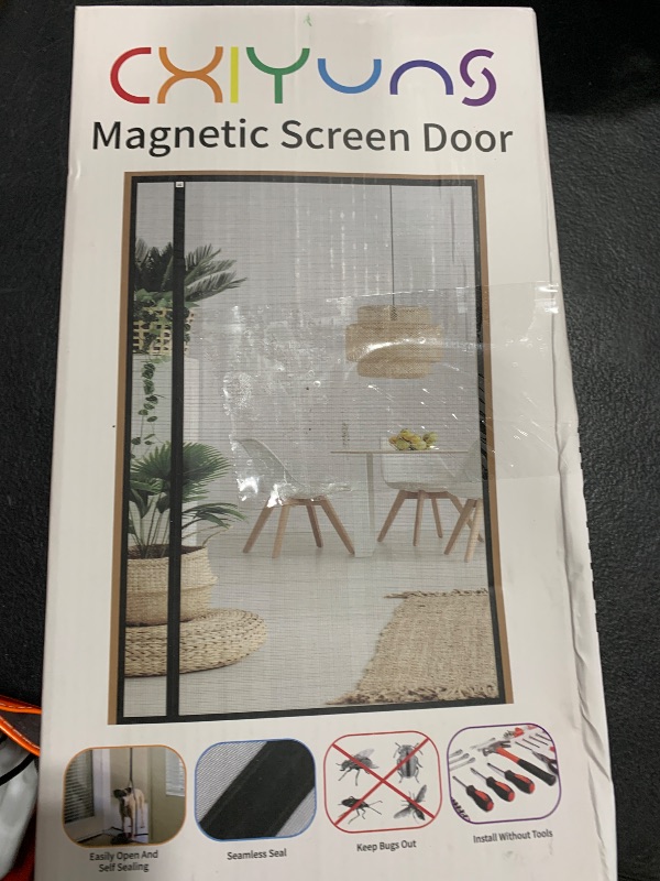 Photo 1 of CHIYUNS Reversible Left Right Side Opening Screen Door Mesh Magnetic Closure Heavy Duty, Self Closing Fiberglass Bug Net with Magnet for Sliding Doors & Doorway, Pet Friendly, 32 x 80 inch