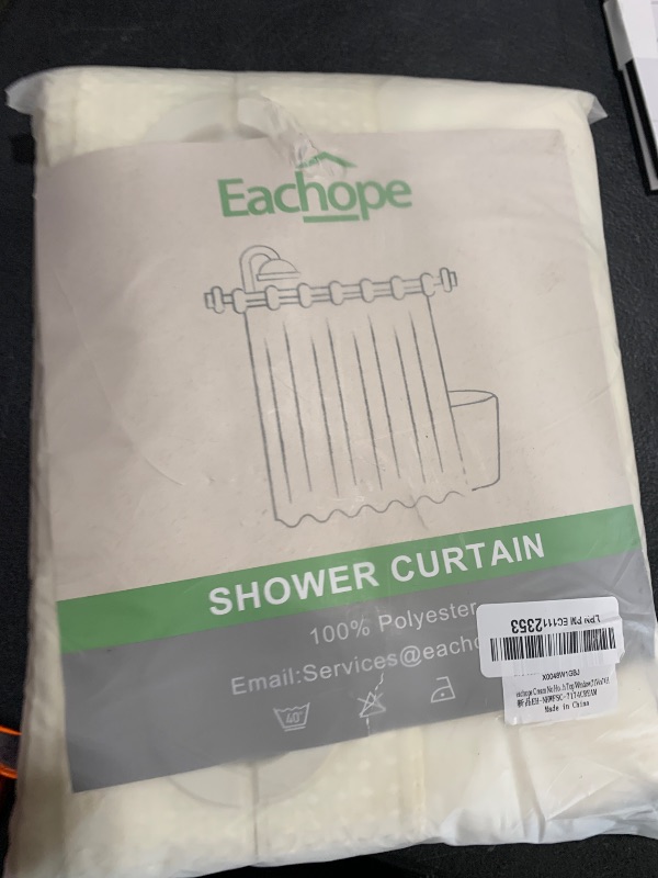 Photo 1 of eachope Cream No Hook Waffle Weave Shower Curtain with snap-in Liner Replacement, 230GSM Waterproof Fabric Hotel Shower Curtain Set for Bathroom, Through Mesh Top Window,71Wx74H