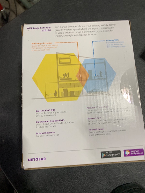 Photo 1 of NETGEAR Wi-Fi Range Extender EX6120 - Coverage Up to 1500 Sq Ft and 25 Devices with AC1200 Dual Band Wireless Signal Booster & Repeater (Up to 1200Mbps Speed), and Compact Wall Plug Design, White
