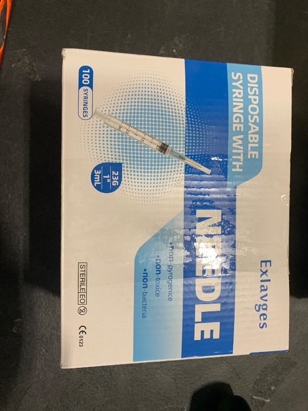 Photo 1 of 100 Pack Disposable 3ml/cc Lab Syringes with 23Ga 1 Inch Needle Luer Lock, Individually Sealed Packed