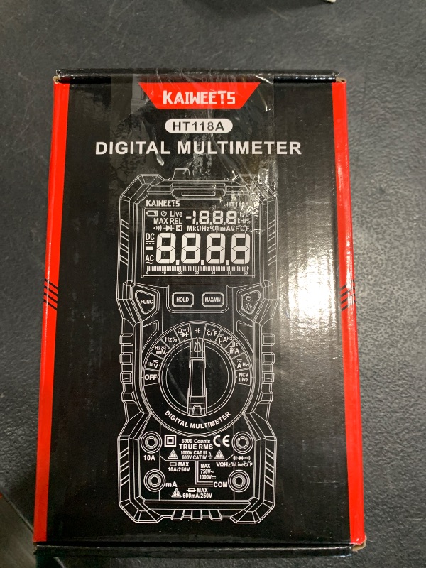 Photo 1 of KAIWEETS Digital Multimeter TRMS 6000 Counts Voltmeter Auto-Ranging Fast Accurately Measures Voltage Current Amp Resistance Diodes Continuity Duty-Cycle Capacitance Temperature for Automotive