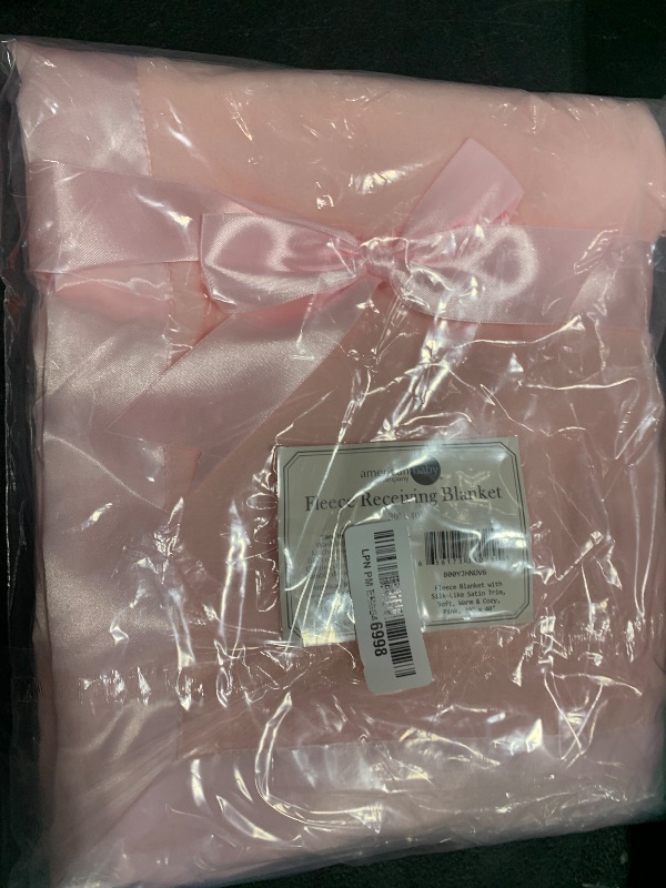 Photo 1 of American Baby Company Fleece Blanket with Silk-Like Satin Trim, Soft, Warm & Cozy, Pink, 30" x 40" for Boys and Girls, Perfect for Baby Carrier, Stroller, Travel and Gifting